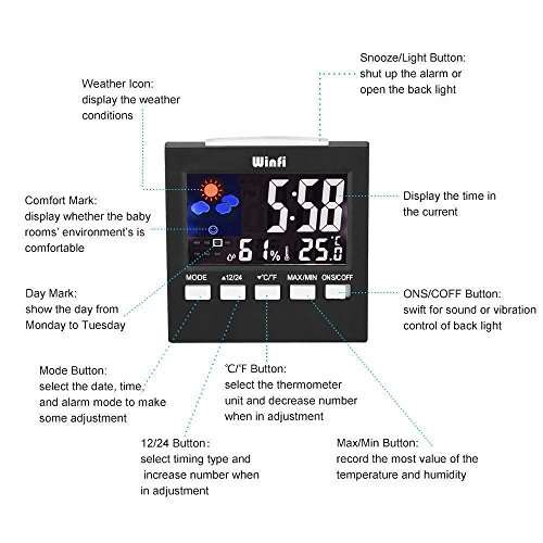 image for Winfi Digital Indoor Weather Thermometer, Weather Station, Weather Cha