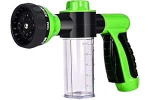 Foam Sprayer Gun Garden Hose Nozzle Car Wash Pressure Nozzle for Watering Plants, Pet Shower, 8 Watering Patterns and Soap Di