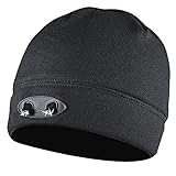 LED Beanie Hat - Super Comfortable and Warm - Stay Safe by Increasing Your Visibility - Hands Free - 4 Ultra Bright Lights - Huggabe LED Hat Brightens Your Path - Black