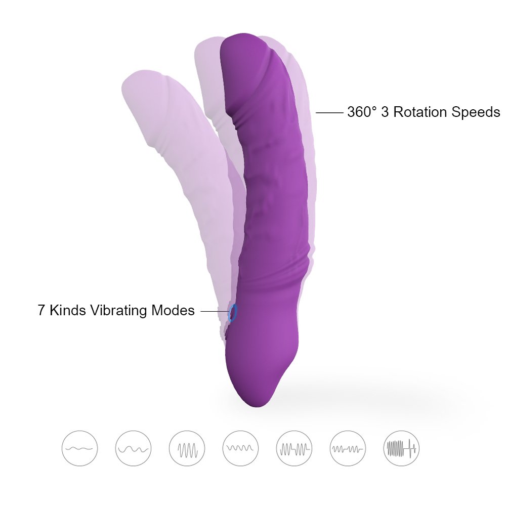 Realistic Silicone Vibrator Dildo 360 Degree Rotation 100% Waterproof 7 Vibration Modes USB Recharger Clitoris Stimulator for Erotic Moments for Women