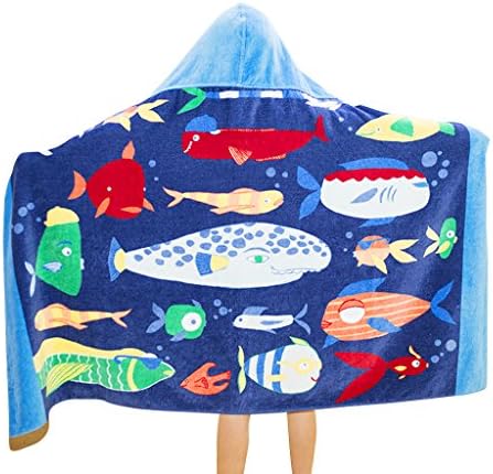 Kids Beach Towel Hooded Poncho Boy Girl Cotton Bathrobe Swim Wrap Bath Blanket
