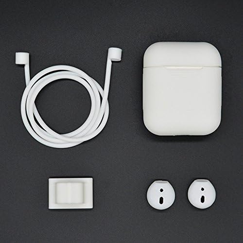 HKEPS AirPods Case 4 in 1 Airpods Accessories Kits Protective Silicone Cover and Skin for Apple Airpods Charging Case with Watch Band Holder/Airpods Strap/Earplug Cap