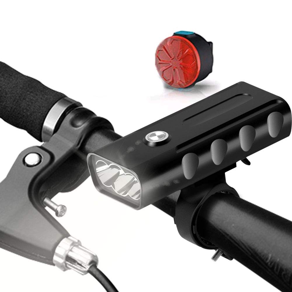 Bike Lights Set Rechargeable,Bicycle Lights Front and Rear,3000 Lumens，4 Modes LED Front Bike Light Usb Headlight Mountain Cycle Lights, Easy Mount Lights Fits All Bicycles