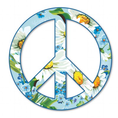 Peace Sign Flowers Daisies Vinyl Sticker - Hippie wall decor