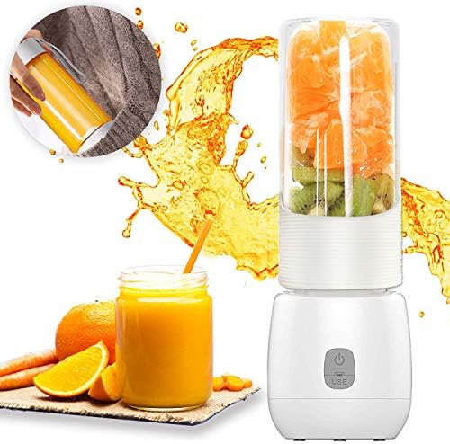 Dee Banna Mini Portable USB Rechargeable Juicer Blender with 6 Blades 460ml White Personal Blender for Traveling,Spots,Home,Office and Outdoor,Perfect for Fruit,Milk Shake and Baby Food