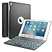Keyboard Case for iPad Air 2, iPad Pro 9.7, SENGBIRCH LED 7 Colors Backlit Wireless keyboard, Back Hard Folio Keyboard Cover, Ultra Slim, Aluminium Alloy-For model:A1673/A1674/A1675/A1566/A1567, Black
