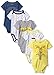 Calvin Klein Baby Boys' Assorted Short Sleeve Bodysuit, Yellow/Navy/Gray, 0-3 Months (Pack of 5)