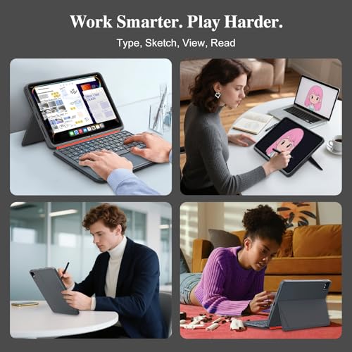 iPad Pro 13-inch Case with Keyboard (M5 2025, M4 2024), Magnetic Detachable Backlit, Multi-Touch Touch Panel, Horizontal/Vertical, 160° Adjustable Stand, Slim Protective Case (Grey)