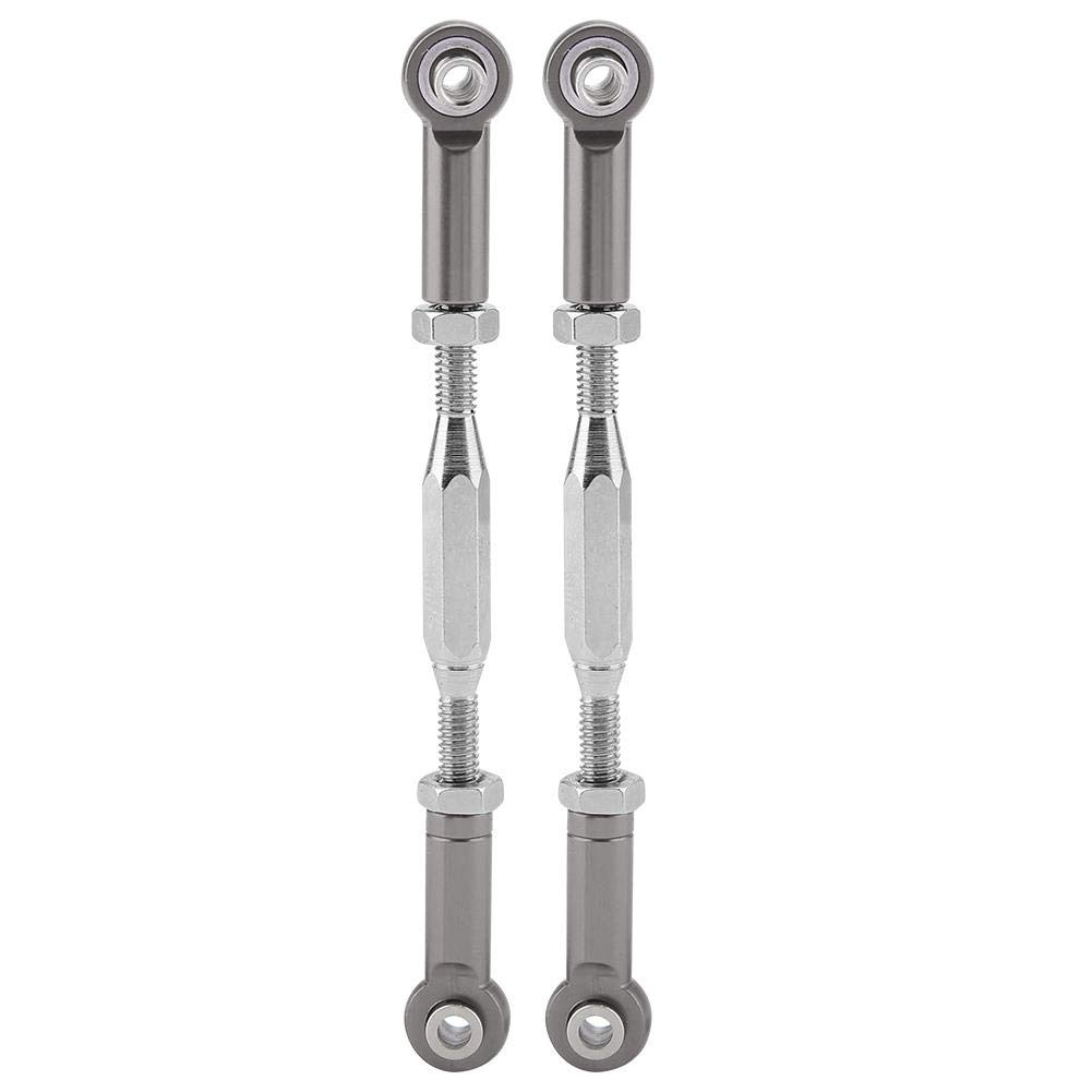 RC Truck Steering Rods, 2 Pcs Aluminium Alloy Steering Linkage Rods Compatible with Traxxas Slash 1/10 Scale RC Truck Remote Control Car Spare Part Accessory (Titanium Grey)