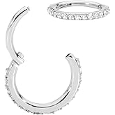 365 Sleepers 316L Surgical Steel Hypoallergenic 16G Gem Septum Jewelry Hinged Segment Ring Body Piercing Hoop Lip Rings Helix Cartilage Rook Sleeper Earrings 7mm – 14mm