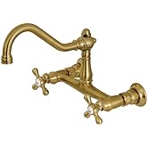 Kingston Brass KS3247AX 8-Inch Center Wall Mount Bathroom Faucet, Brushed Brass
