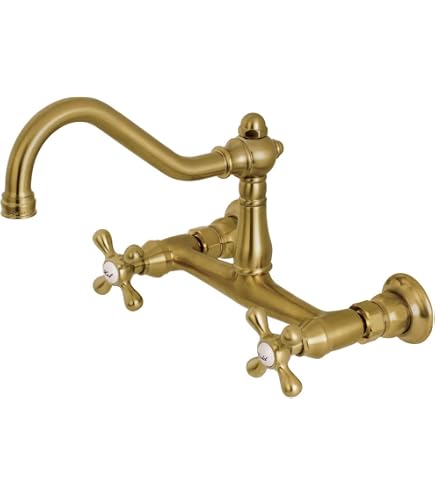 Kingston Brass AE23T7 Vintage Badewannen-Armatur – Gebürstetes Messing, Mit Handbrause, Für Klauenfuß-Wannen