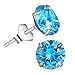 Earrings Bella.Vida Womens Sterling Silver Simulated Birthstone Cubic Zirconia Studs for Sensitive Ears 7mm