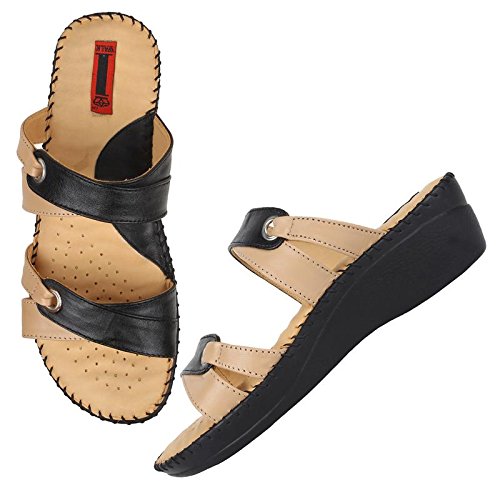 1 walk doctor sole orthotpedics leather casual footwear for women-beige::black