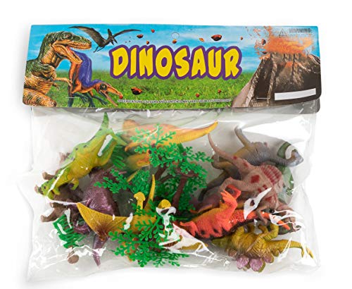 image for Meklines Dinosaur Party Favors Set - Pack of 12 Assorted Large Dinosau