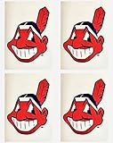 MLB 4 Cleveland Indians Team Logo Stickers Set of Four Individual Official Major League Baseball Helmet Emblems Ohio Chief Wahoo Mascot