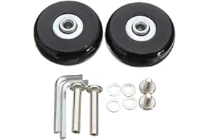 LOTOWELZON Set of 2pcs 54mm Mute Wear-Resistant Luggage Suitcase Double Type Replacement Wheels Kit Inline Outdoor Skate, Rubber Swivel Caster Wheels 6x50mm Axles Bearings Repair Kits (OD54xThk14mm/2.12x0.55in)