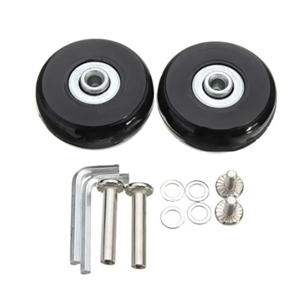 Set of 2pcs Mute Wear-Resistant Luggage Suitcase Double Type Replacement Wheels Kit Inline Outdoor Skate, 6x50mm Axles Bearings Repair Kits (OD50xThk14mm/1.97x0.55in)