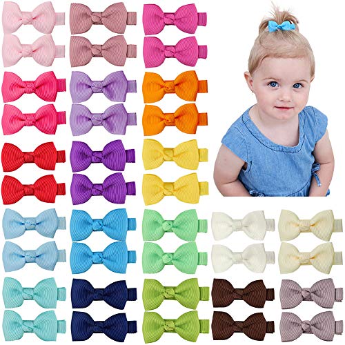 Ruyaa 60 Pieces 30 Colors in Pairs Baby Girls Fully Covered Hair Clips Tiny 2″ Hair Bows Alligator Clips for Toddlers Newborn Infants Kids Hair Accessories Baby Barrettes Non Slip for Fine Hair Fully Lined Christmas Gift