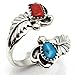 L7 Trading Adjustable Ring Featuring Turquoise & Coral Stones Handcrafted by Navajo Artist Belin