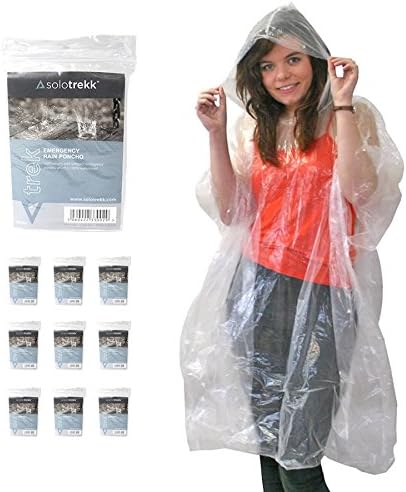 solotrekk 10 x Clear Emergency Waterproof Rain Ponchos