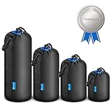 Lens Pouch, Potensic 4-Pack Protective Waterproof Lens Neoprene Pouch Set for DSLR Camera Lens(Canon, Nikon, Pentax, Sony, Olympus, Panasonic)