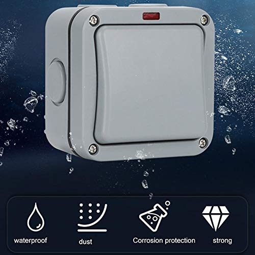 househome wasserdichter Schalter - Lichtschalter mit Leitungseinführungen für Feuchtraum - IP 65 Aussenbereich… – Bild 5