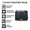 Tower T20054MNB Empire 2-Slice Toaster with Defrost/Reheat, Removable Crumb Tray, 900W, Midnight Blue and Brass