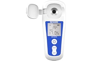 REVASRI Digital Brix Refractometer, Rechargeable Brix Meter for Liquid Sugar Content with LCD, 0-55% Range ±0.2% Accuracy with Auto Temperature Compensation