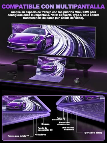 Laptop 16 Inch Celeron N5095 Up to 2.9Ghz, Laptop Win 11 with 5G WiFi 12+512GB SSD Expansion 1TB, BT 4.2 Mini Port Multimedia Laptop Cooling Fan 1920*1200-Purple