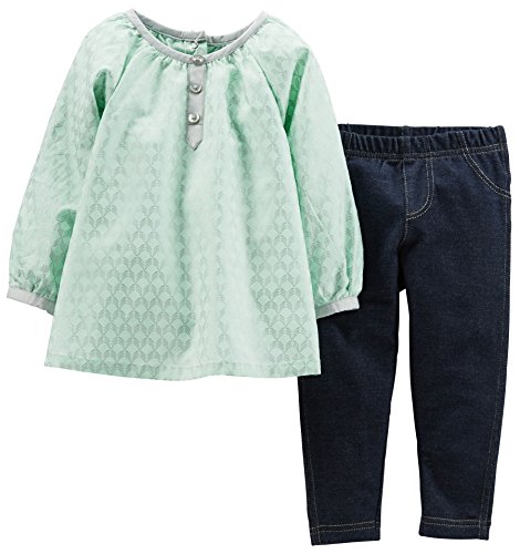 Carters Baby Girls Geo Tunic Top & Jegging Set 24 Month Mint green