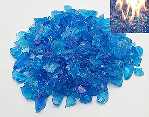Blue Fire Glass 1kg (2.2lb) - For Fire Pits, Gas Fires And Ethanol Burners. Sparkling Heat Resistant Glass by Firebrand Direct