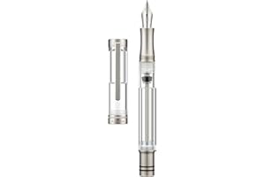 Asvine V200 Titanium Fountain Pen Vacuum Filling, Iridium Extra Fine Nib Clear Transparent Acrylic Smooth Writing Pen Case Set