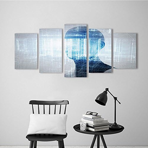 Nalahome Canvas Prints Wall Art Virtua reality projection for Living Room Bedroom Home Decorations Modern 5 Piece Stretched
