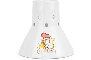 onlyfire Ceramic Beer Can Chicken Holder, Ceramic Chicken Roaster Rack, Vertical Poultry Chicken Cooking BBQ Accessories Grea