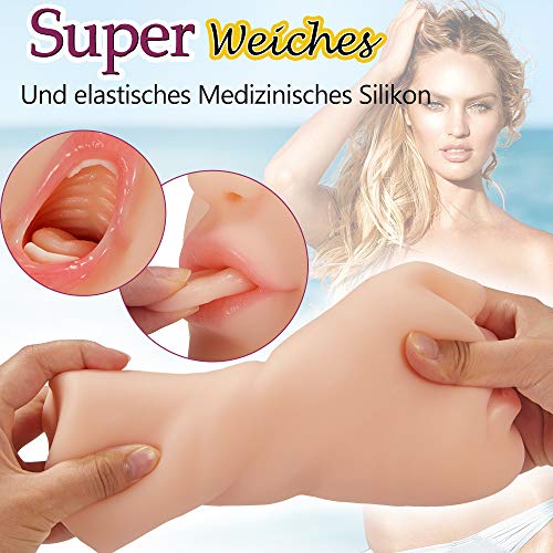 Masturbator Taschenmuschi mit 3D realistischen Mund Vagina Masturbieren Blowjob Pussy mit Porzellanhaut Erotik tragbare Muschi hautähnlicher Textur Sexspielzeug für Männer Moruioy