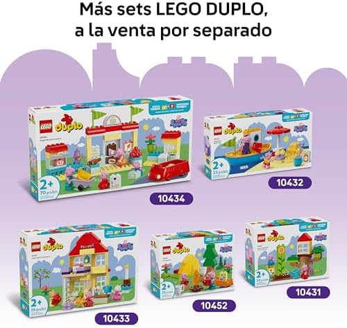 LEGO Duplo Peppa Pig Parque de Diversões Feira com Roda Gigante e Brinquedo Slide e 3 Figuras, Jogo para Classificar por Cores e Desenvolver Habilidades Motoras Finas para Meninas e Meninos 2+ Anos 10453