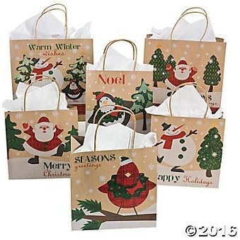 Paper Christmas Craft Assorted Gift Bag 2 Dozen