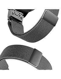 yooside 20 mm. de adsorción magnética cinturón de correa de reloj de reemplazo Milanese Loop Acero cinturón con liberación rápida para Garmin Garmin Fenix 5s, Negro