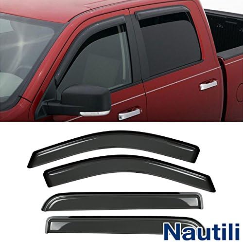 JJ 94443 for 04-08 Ford F-150 Super Crew Cab Dark Smoke out-Channel Outside Mount Style Wind Sun Rain Guard Vent Shade Deflector Window Visors