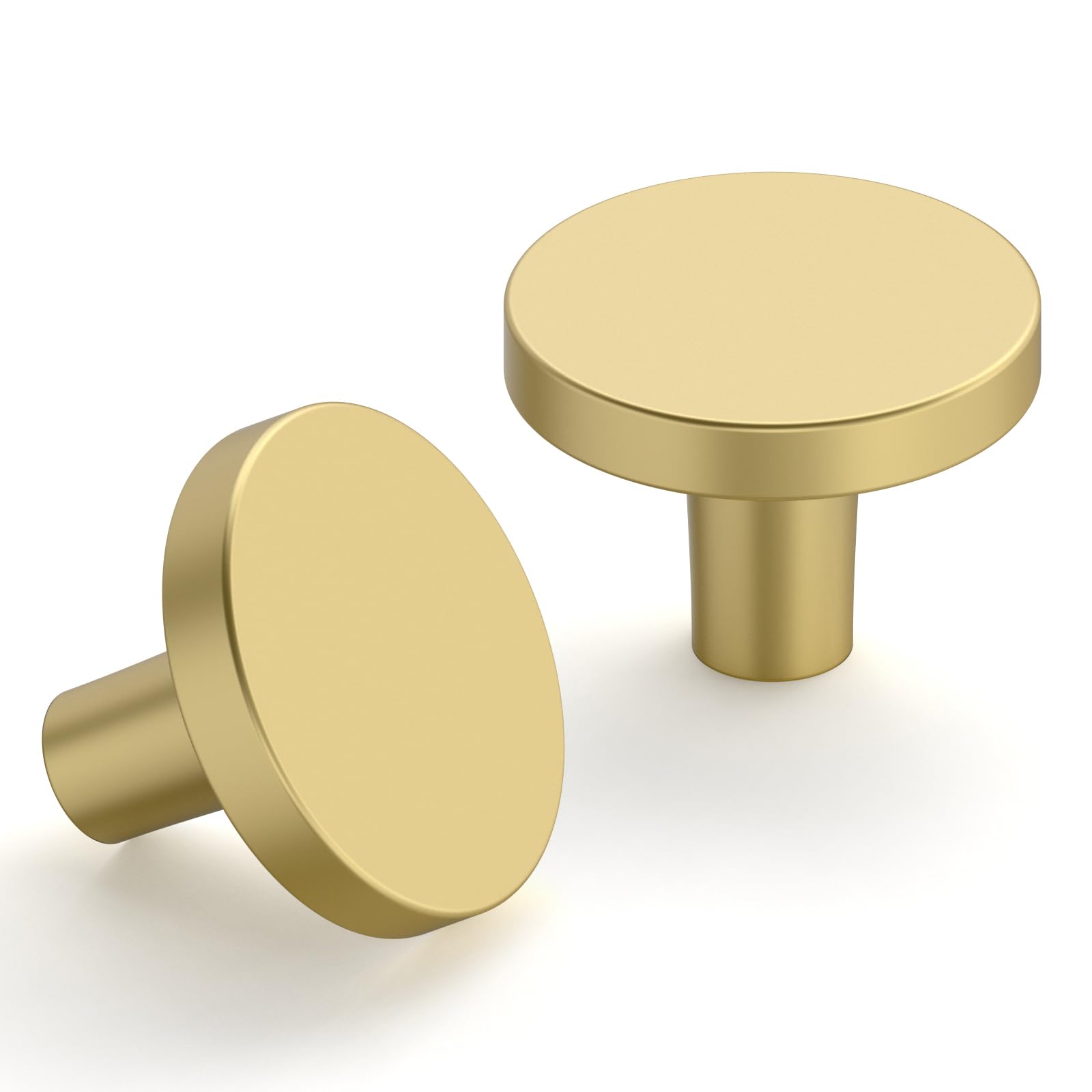 9BUILD 10 Pack Gold Cabinet Knobs - Zinc Alloy Drawer Handles - Round Cupboard Knobs for Wardrobe UK0053