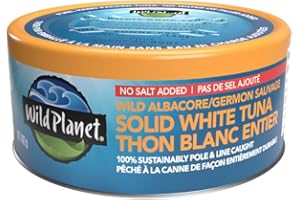 Wild Planet Wild Albacore Tuna, No Added Salt, Canned Tuna, Sustainably Pole & Line Caught, Non-GMO, Kosher - 142g