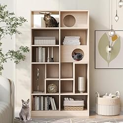 VIHLCYDA Modern Cat Tree Bookshelf - Stylish