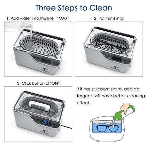 Professional Ultrasonic Jewelry Cleaner with Digital Timer for Eyeglasses Rings Coins