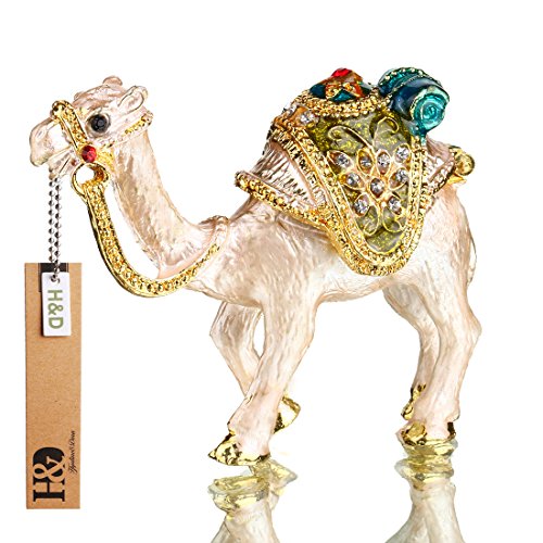 YUFENG Mini Figurine Trinket Boxes Ornament Crystals ,Hand-painted Patterns Jewelry Trinket Box Hinged Collectible Ring Display Holders for Women or Girl (camel trinket box)