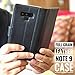 iPulse Galaxy Note 9 Wallet Case Leather Journal Series Italian Full Grain Leather Handmade Flip Case for Samsung Galaxy Note 9 with Magnetic Closure - Black