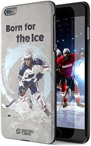 iPhone 6 Plus Case, Born For Hockey. Sensocase Premium Extreme Sports Unique Designer Tough Shell Thin Cover. Luxury, Anti-Fingerprint, Anti-Scratch Stylish Slim Protective Apple Phone 6S Plus Case.