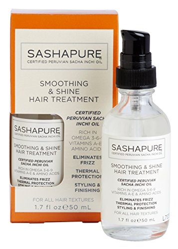 Sashapure Smoothing & Shine Hair Treatment 1.7 Ounce (50ml) Eliminate Frizz, Heat Protection, Styling & Finishing, Smoothing