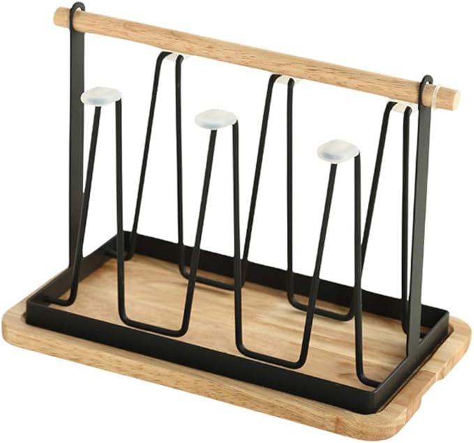 STROUBLE Cup Drying Rack Stand 6 Cup Metal Drainer Holder Rack Cups