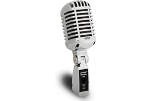 Pyle Classic Retro Dynamic Vocal Microphone - Old Vintage Style Metal Unidirectional Cardioid Mic with XLR Cable - Universal Stand Adapter - Live Performance Studio Recording - PDMICR68SL (Silver)